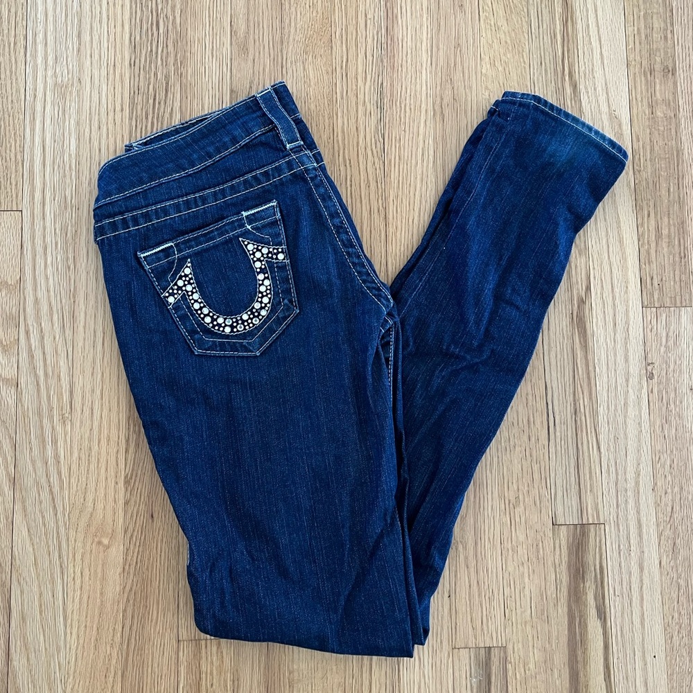 True Religion Stella dark wash skinny jeans size 28.